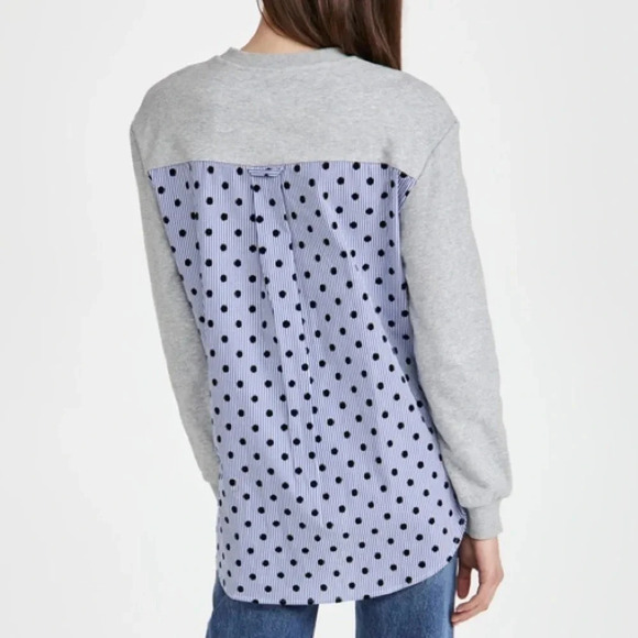 JASON WU Layered Poplin Mixed Media Cotton Jersey Crewneck Sweater - Picture 12 of 14